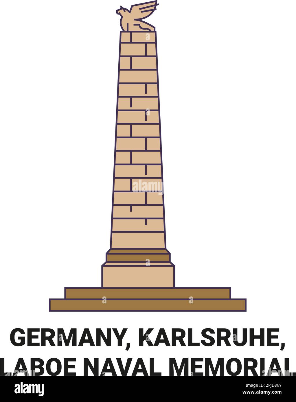 Germany, Karlsruhe, Laboe Naval Memorial travel landmark vector illustration Stock Vector