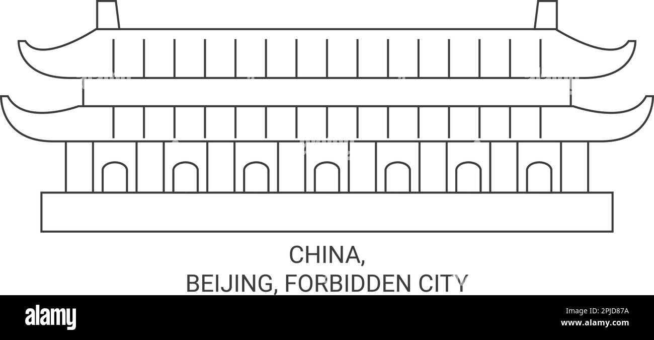 China, Beijing, Forbidden City travel landmark vector illustration Stock Vector