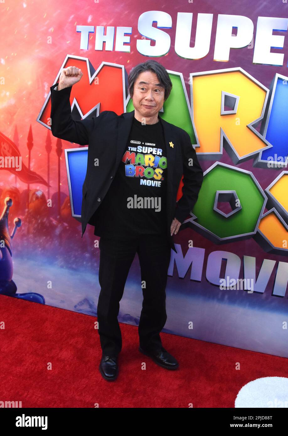 Shigeru Miyamoto, representative director and creative fellow of Nintendo  Co., known as the creator of Super Mario, gives an interview in Kyoto on  April 12, 2023. (Kyodo)==Kyodo Photo via Credit: Newscom/Alamy Live