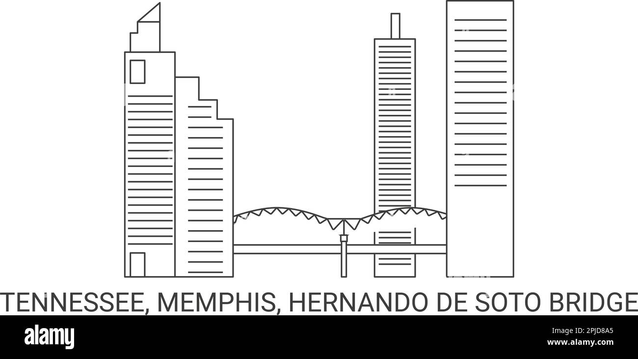 United States, Tennessee, Memphis, Hernando De Soto Bridge, travel landmark vector illustration Stock Vector