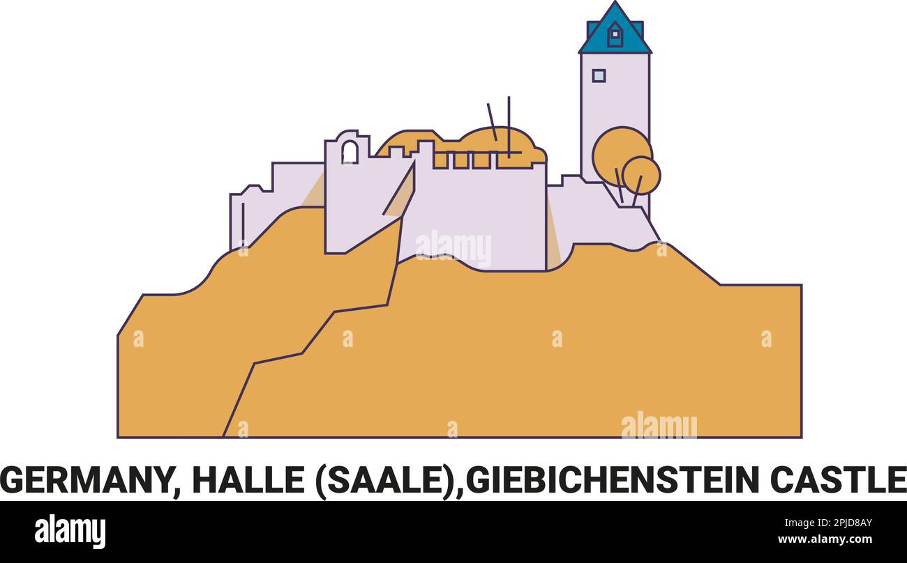 Germany, Halle Saale,Giebichenstein Castle, travel landmark vector illustration Stock Vector