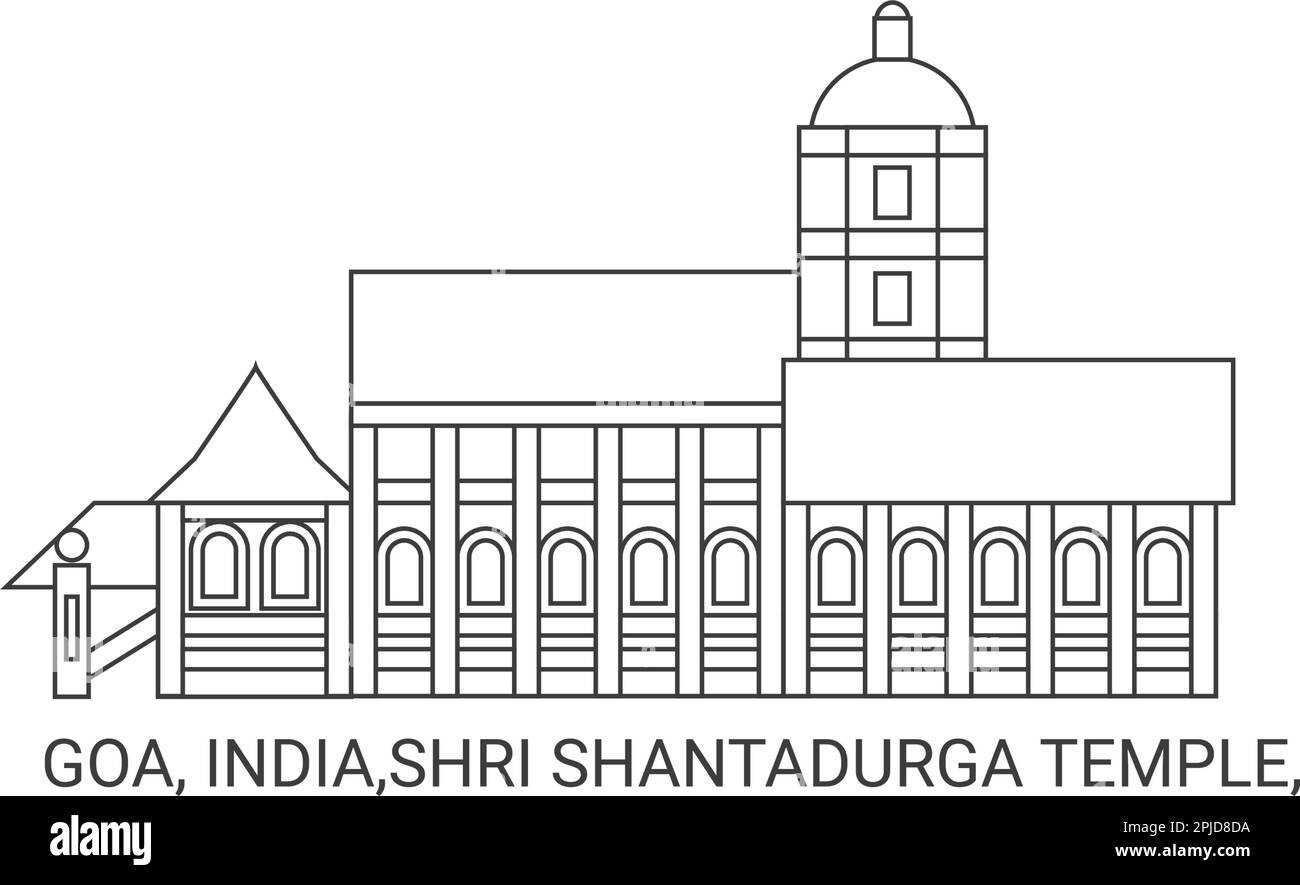 India, Goa, Shri Shantadurga Temple, travel landmark vector illustration Stock Vector