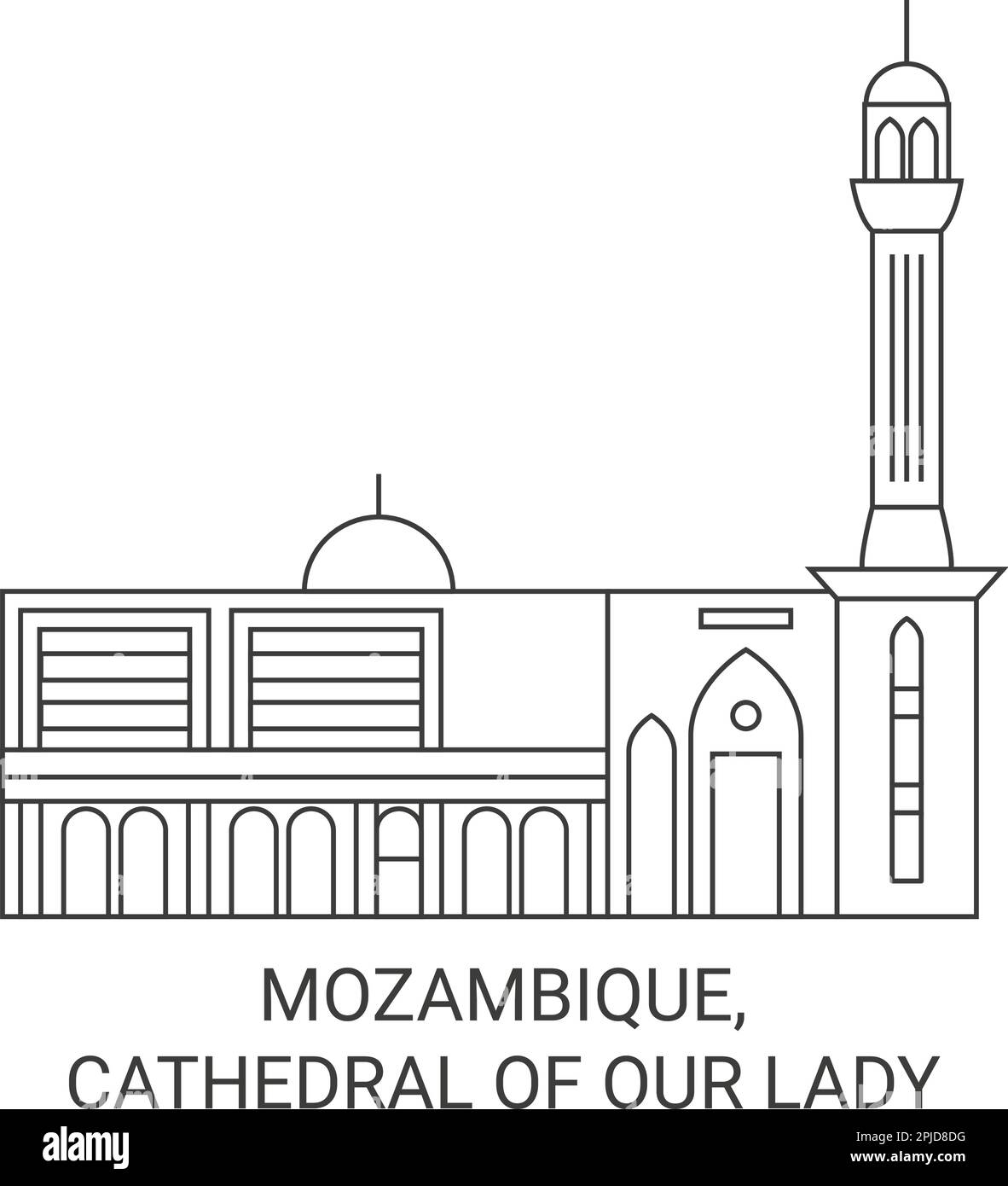 Mozambique, Cathedral Of Our Lady travel landmark vector illustration ...