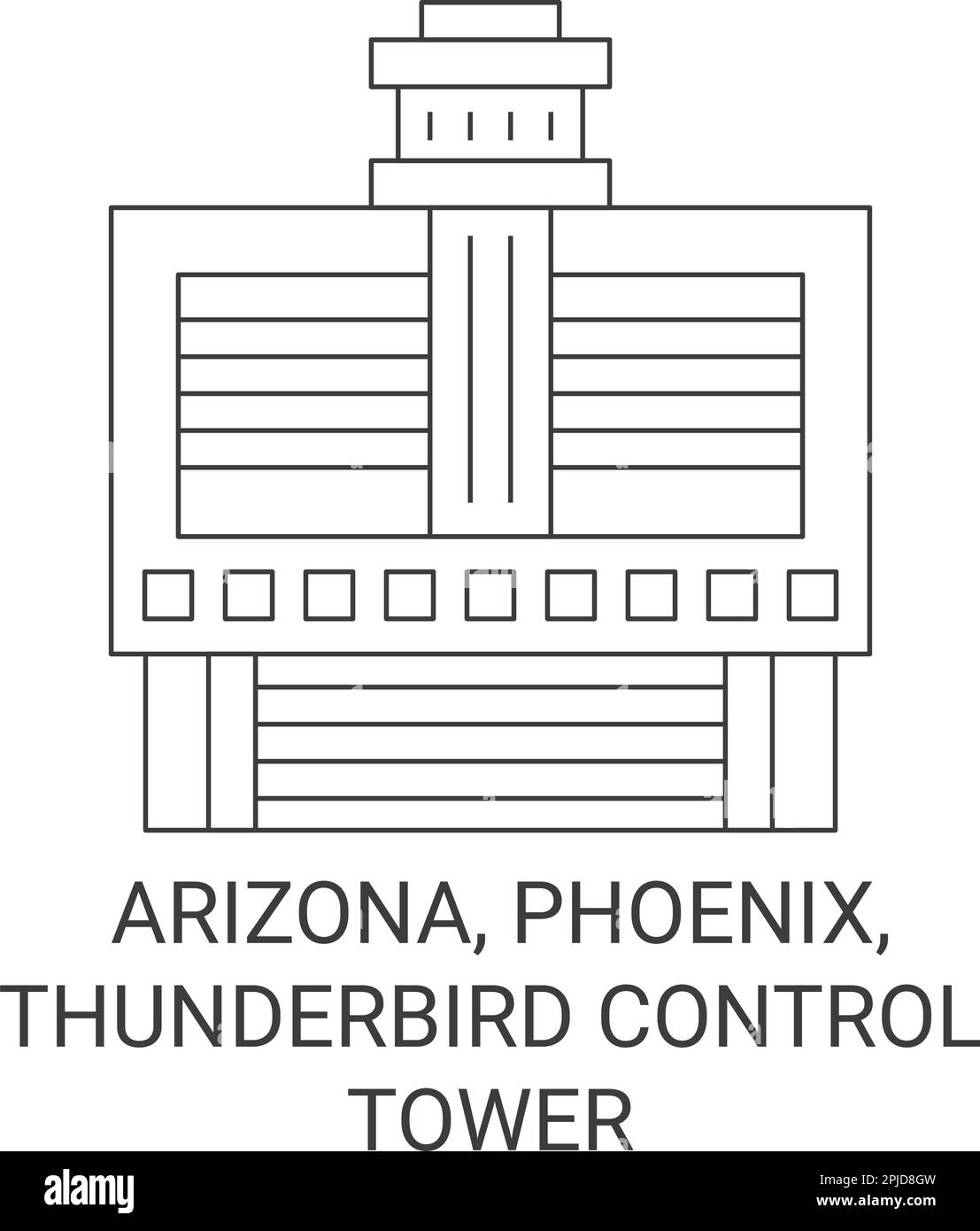 United States, Arizona, Phoenix, Thunderbird Control Tower travel landmark vector illustration Stock Vector