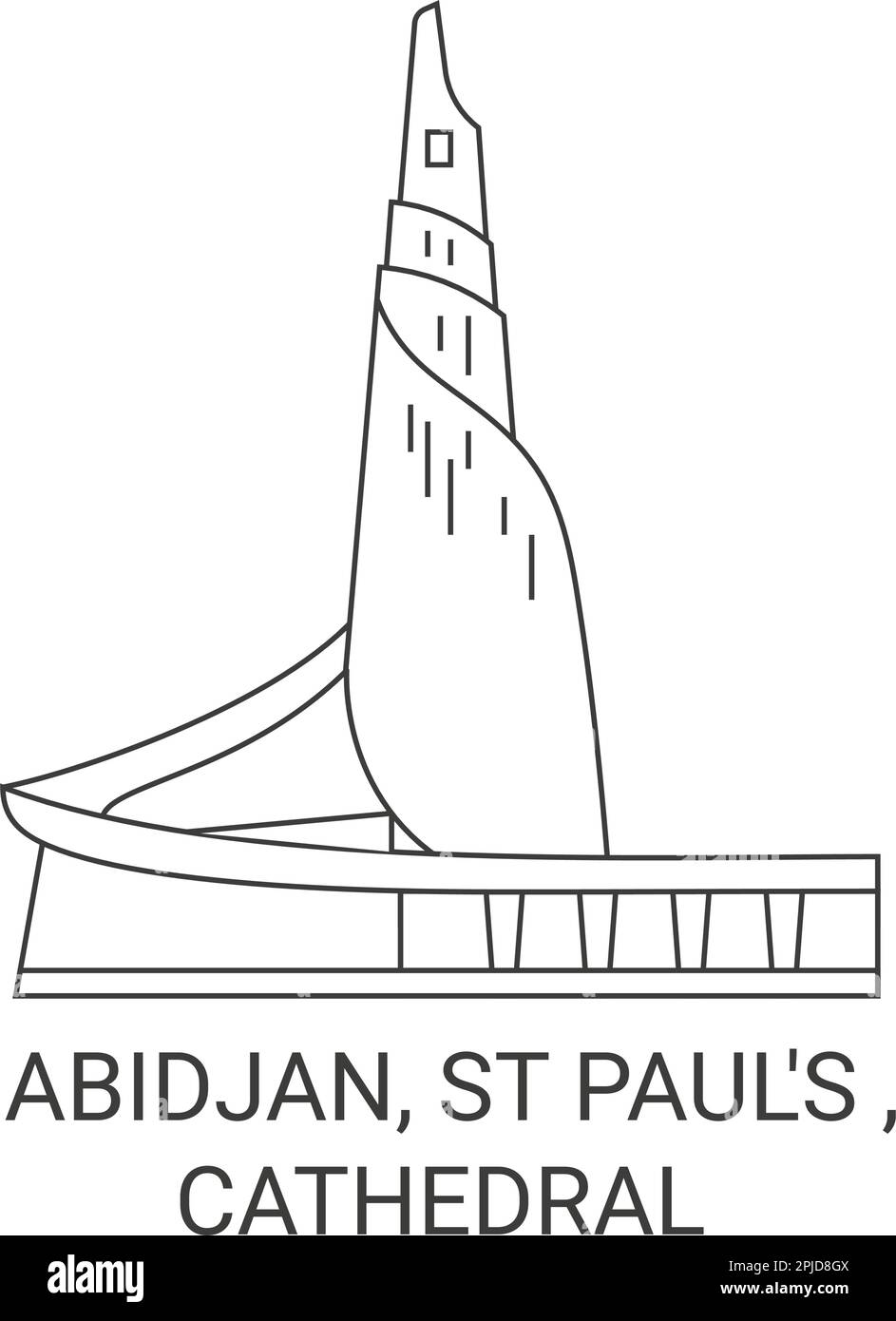 Cote D'ivoire, Abidjan, St Paul's , Cathedral travel landmark vector illustration Stock Vector