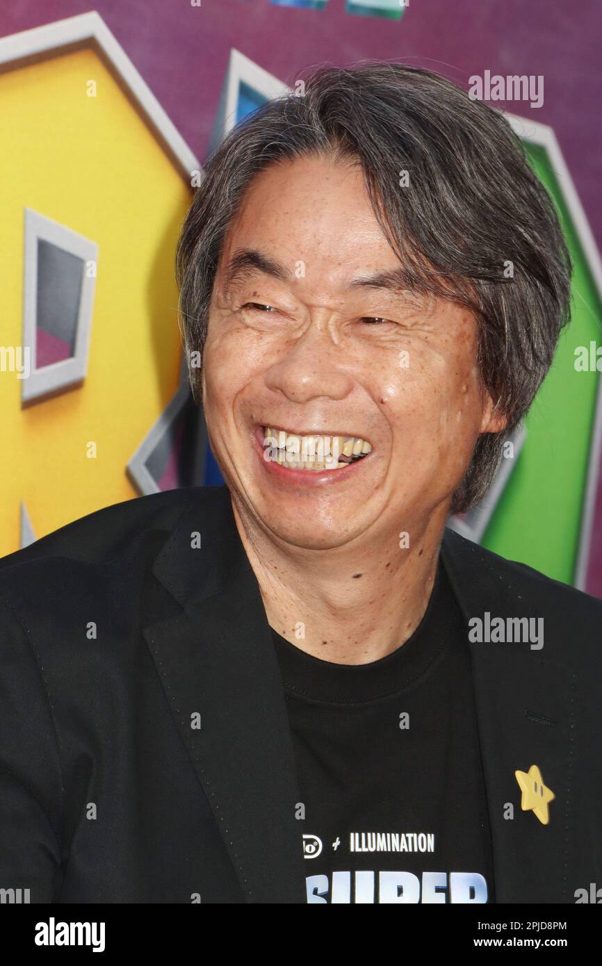 Takumi Kawagoe, Shigeru Miyamoto, Koji Kondo 04/01/2023 The Special  Screening of The Super Mario Bros. Movie held at the Regal LA Live in Los  Angeles, CA Photo by Izumi Hasegawa/HollywoodNewsWire.net Credit:  Newscom/Alamy