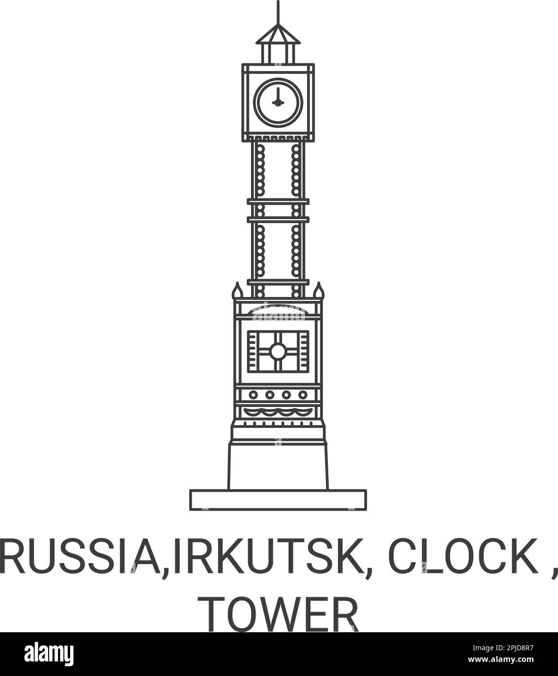 russia-irkutsk-clock-tower-travel-landmark-vector-illustration-stock