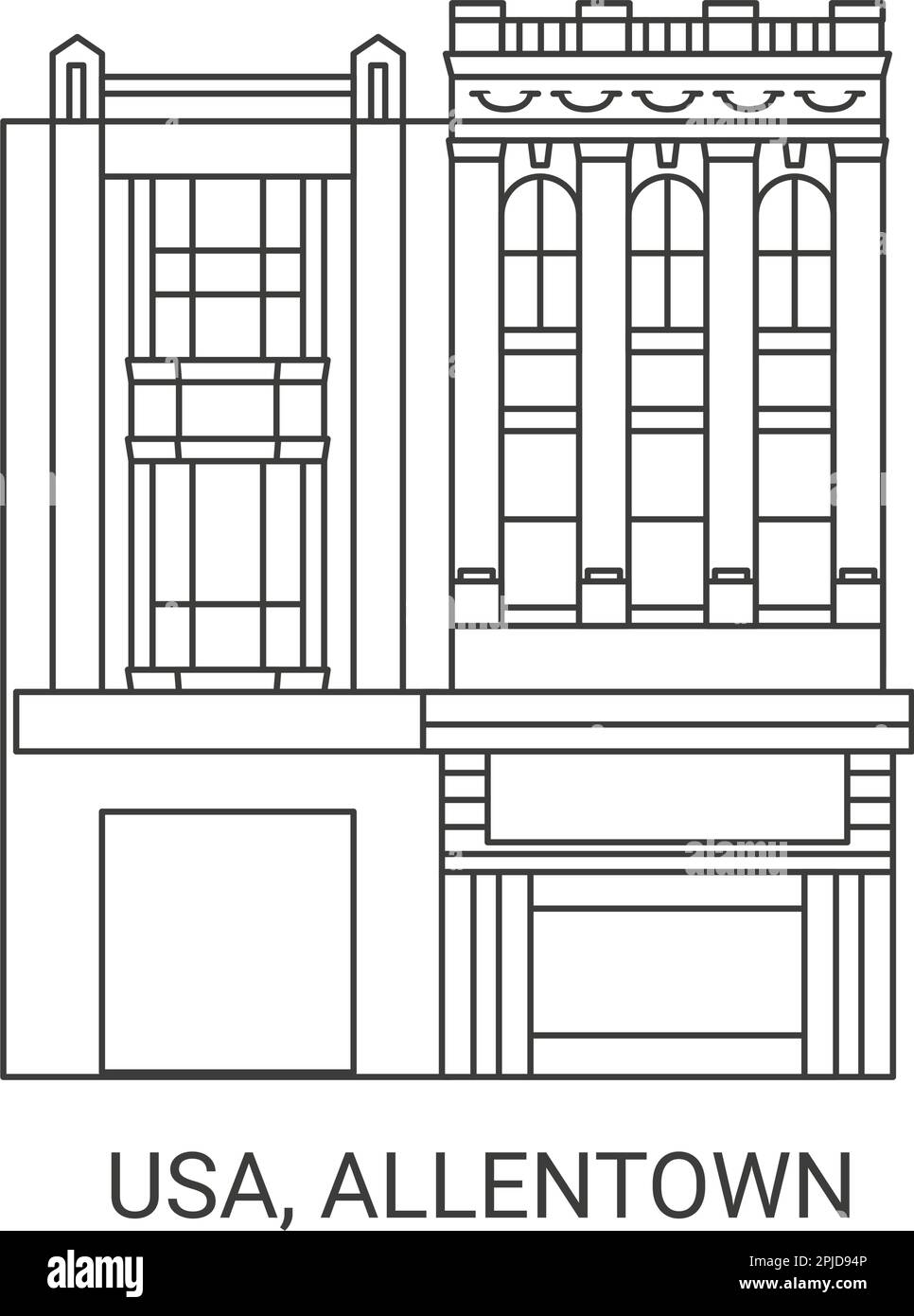 Usa, Allentown, travel landmark vector illustration Stock Vector Image