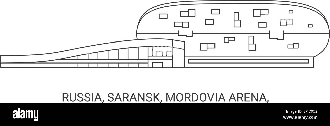 Russia, Saransk, Mordovia Arena, travel landmark vector illustration Stock Vector