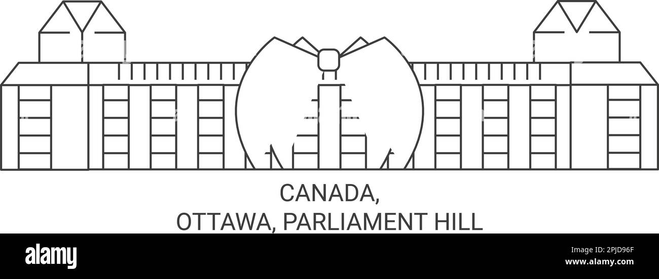 Canada, Ottawa, Parliament Hill travel landmark vector illustration Stock Vector