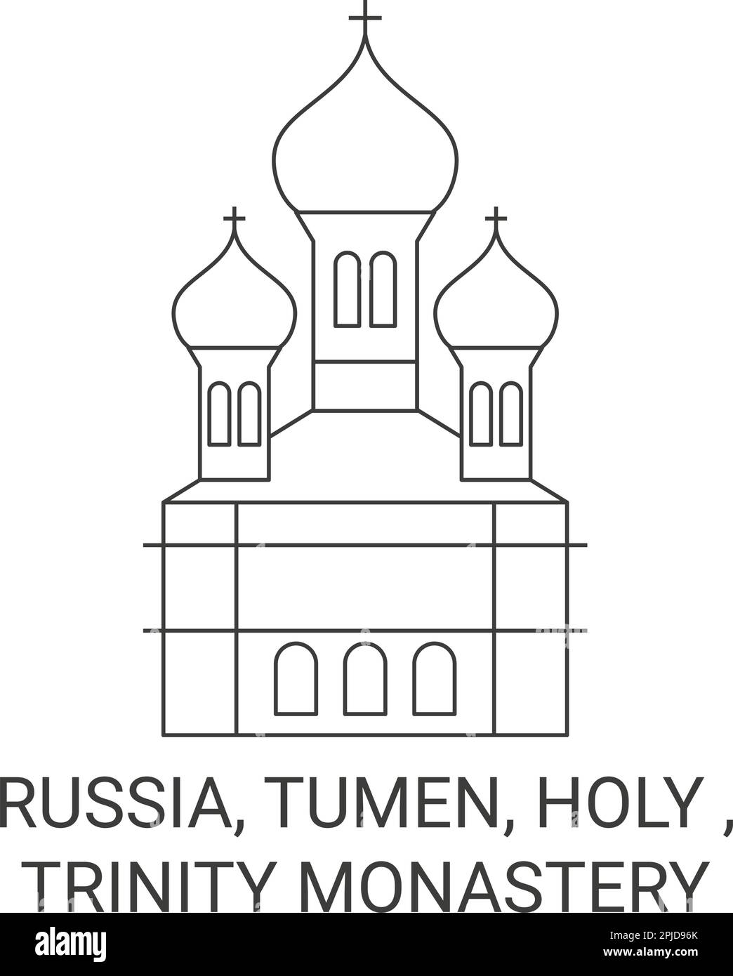 Russia, Tumen, Holy , Trinity Monastery travel landmark vector illustration Stock Vector
