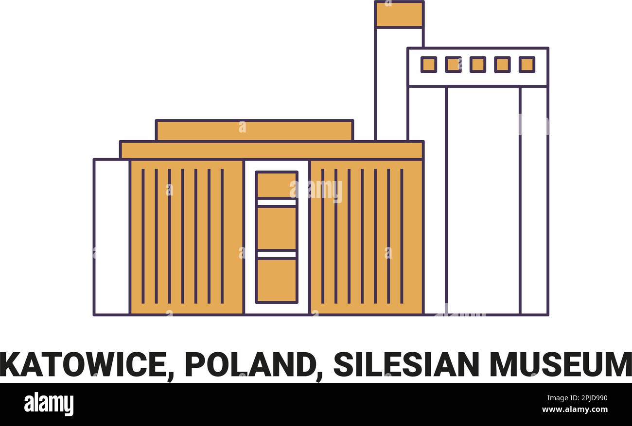 Poland, Katowice, Silesian Museum, travel landmark vector illustration Stock Vector