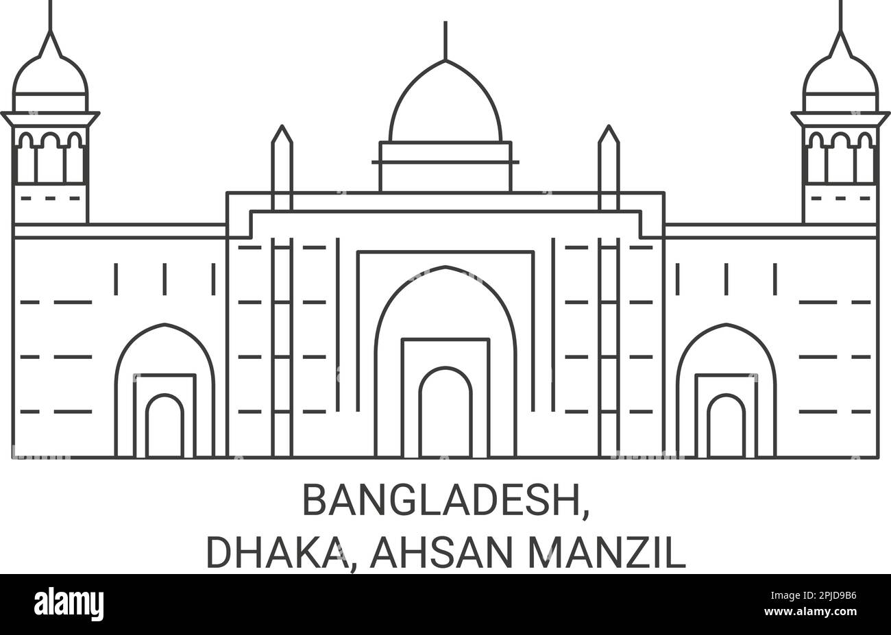 Bangladesh, Dhaka, Ahsan Manzil travel landmark vector illustration Stock Vector