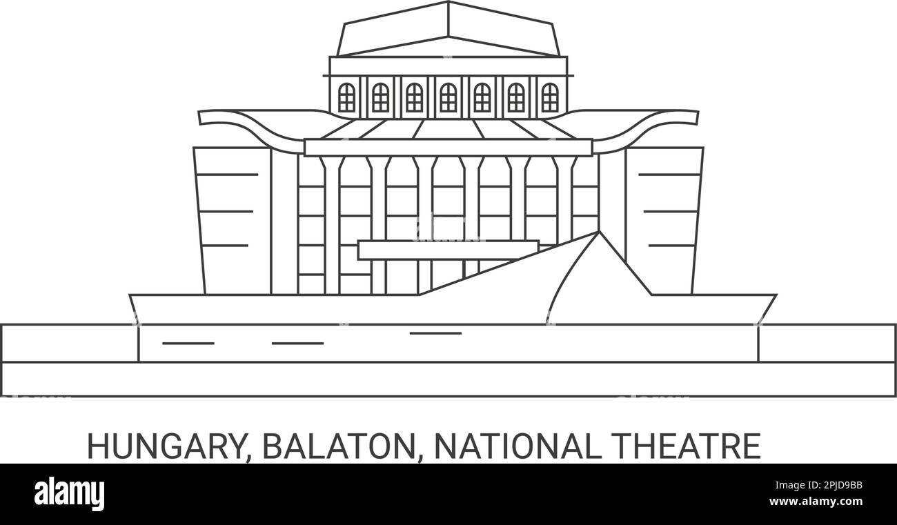 Hungary, Balaton, National Theatre, travel landmark vector illustration Stock Vector