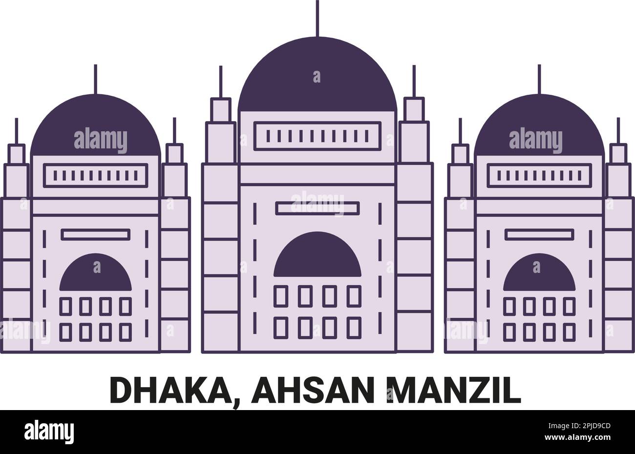 Bangladesh, Dhaka, Ahsan Manzil, travel landmark vector illustration Stock Vector