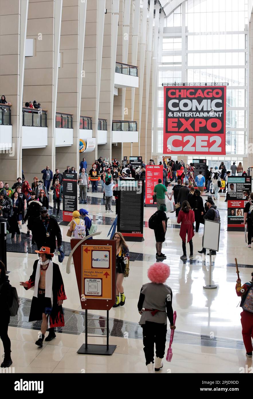 Chicago, Illinois, USA. 1st Apr, 2023. Chicago Comic & Entertainment Expo in Chicago, Il, March 31 thru April 2 at McCormick Place South is the largest pop culture convention in the Midwest. It is the home for good and geeky times for fans of comic books, cosplay, video games, anime, TV shows, movies, books, wrestling and comedy. This 3-day event is attended by 20,000 to 30,000 attendees. (Credit Image: © Pat A. Robinson/ZUMA Press Wire) EDITORIAL USAGE ONLY! Not for Commercial USAGE! Stock Photo