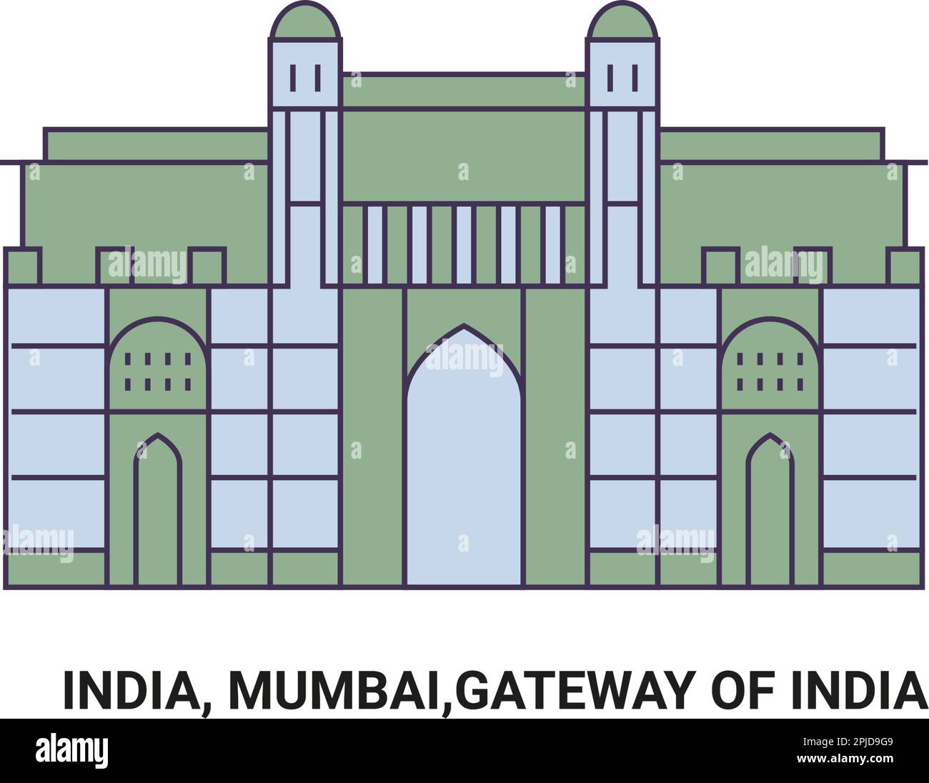India, Mumbai,Gateway Of India, travel landmark vector illustration Stock Vector