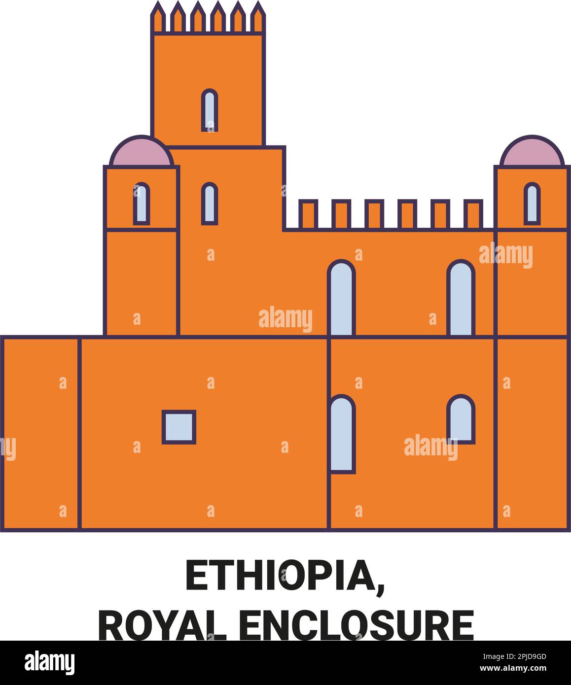 Ethiopia, Royal Enclosure travel landmark vector illustration Stock Vector