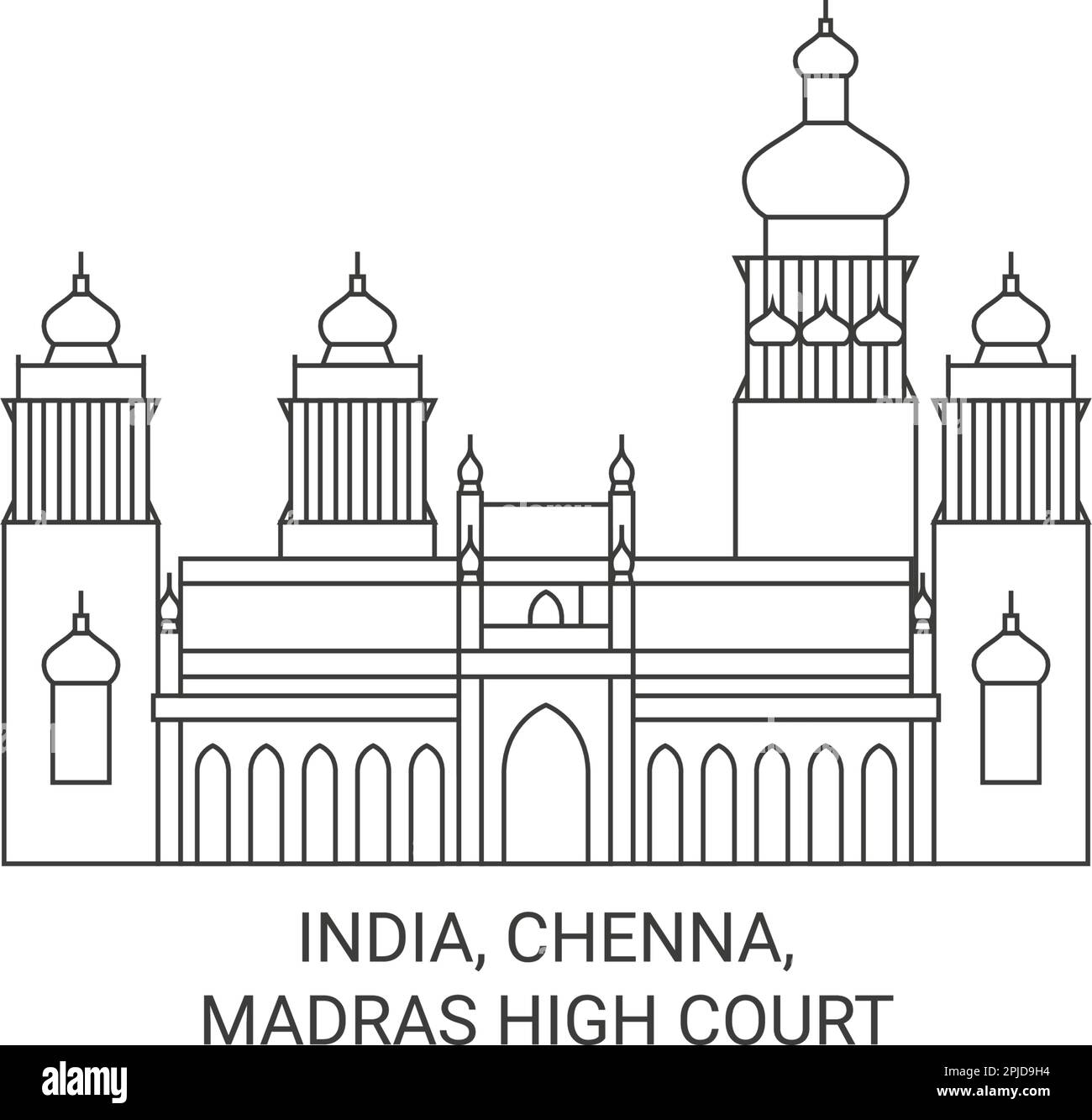 India, Chenna, Madras High Court travel landmark vector illustration Stock Vector