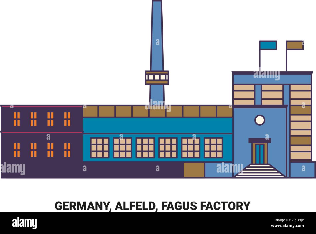 Germany, Alfeld, Fagus Factory travel landmark vector illustration Stock Vector