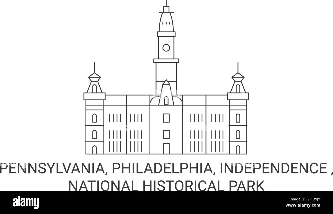 United States, Pennsylvania, Philadelphia, Independence , National Historical Park travel landmark vector illustration Stock Vector
