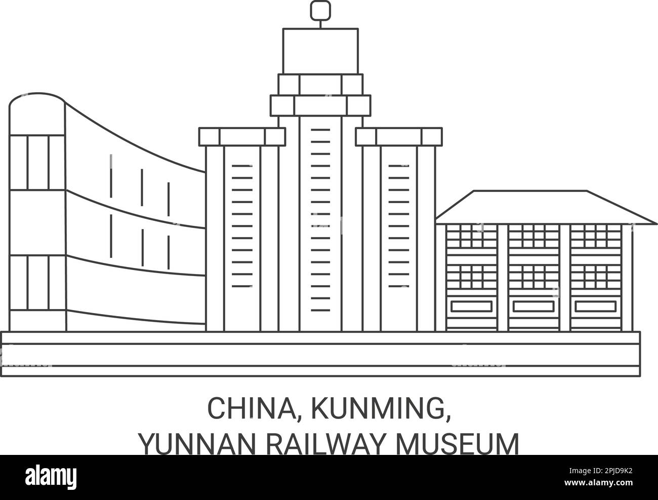 China Kunming Yunnan Railway Museum Travel Landmark Vector