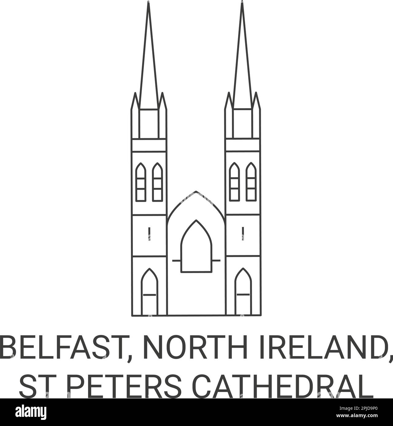 Ireland, Belfast, St Peters Cathedral travel landmark vector illustration Stock Vector