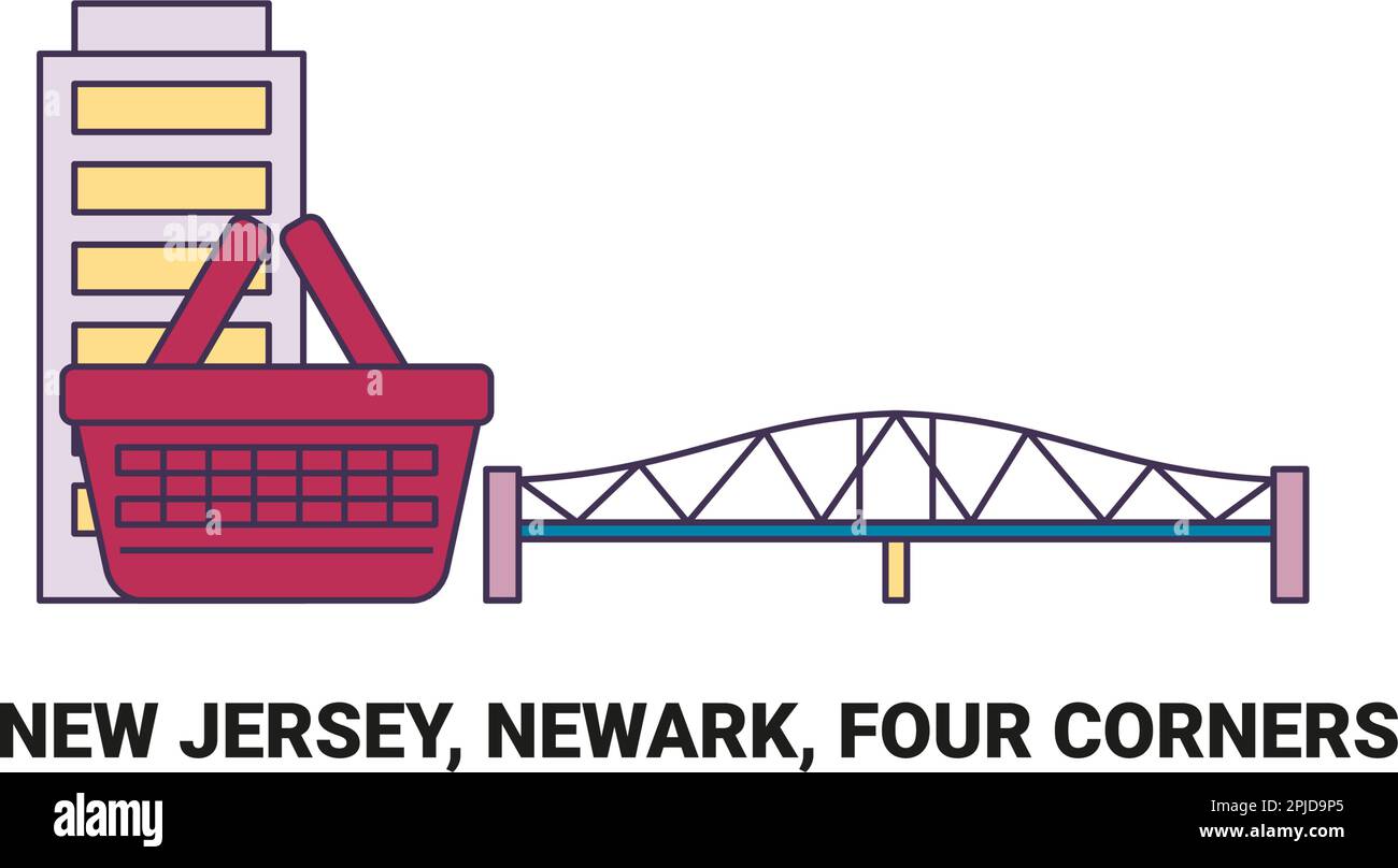 United States, New Jersey, Newark, Four Corners, travel landmark vector illustration Stock Vector