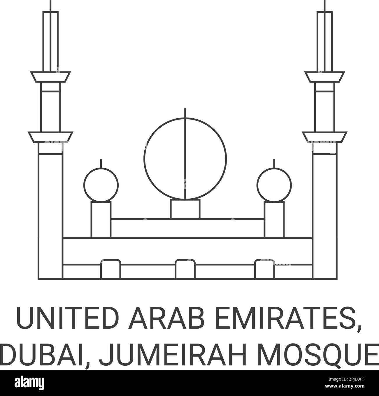 United Arab Emirates, Dubai, Jumeirah Mosque travel landmark vector illustration Stock Vector