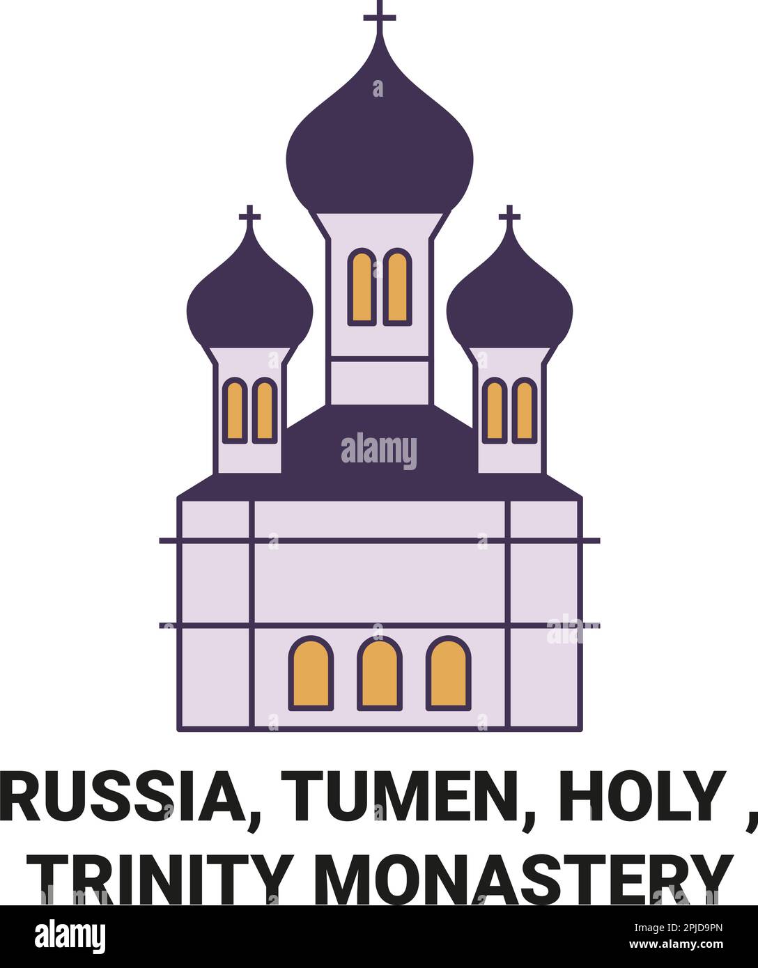 Russia, Tumen, Holy , Trinity Monastery travel landmark vector illustration Stock Vector