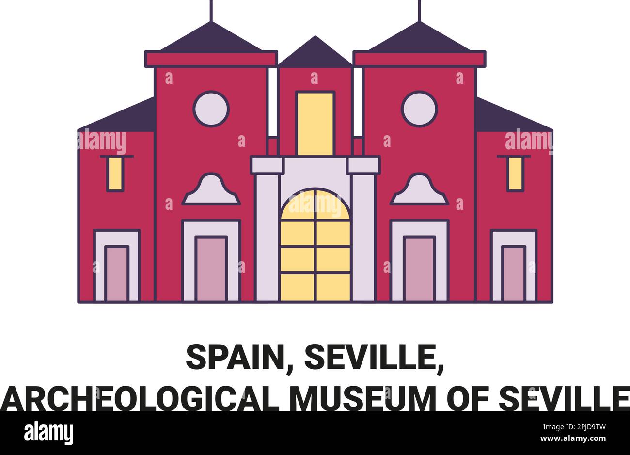 Spain, Seville, Archeological Museum Of Seville, travel landmark vector illustration Stock Vector