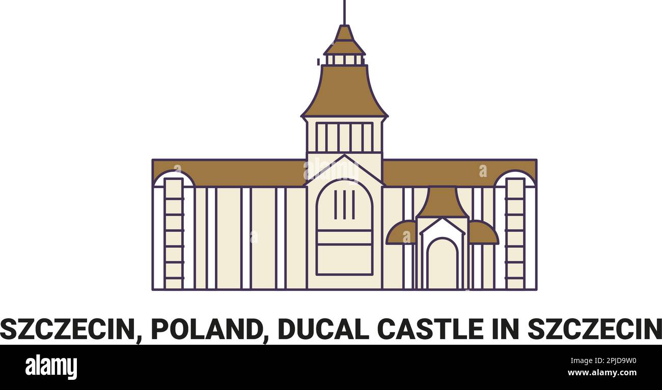 Poland, Szczecin, Ducal Castle In Szczecin, travel landmark vector illustration Stock Vector