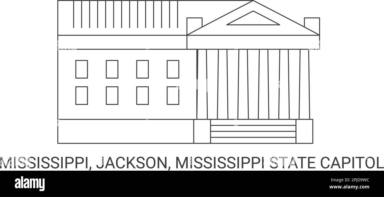 United States, Mississippi, Jackson, Mississippi State Capitol, travel landmark vector illustration Stock Vector