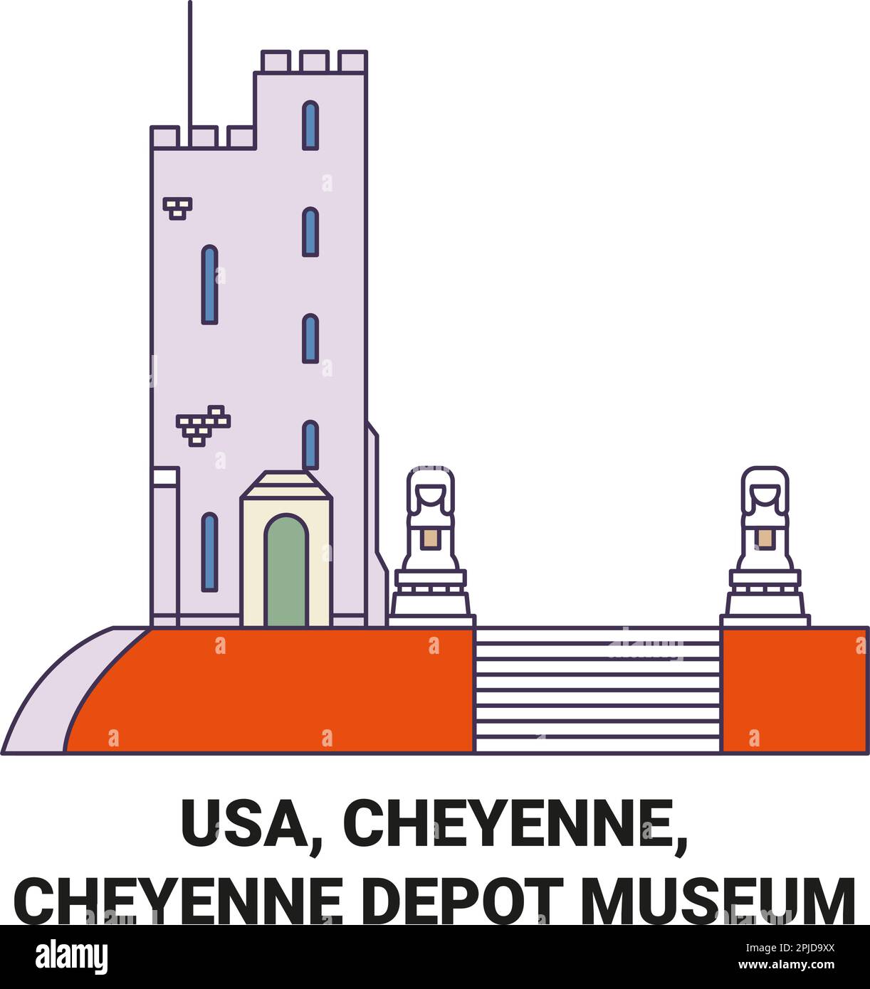 Usa, Cheyenne, Cheyenne Depot Museum travel landmark vector illustration Stock Vector