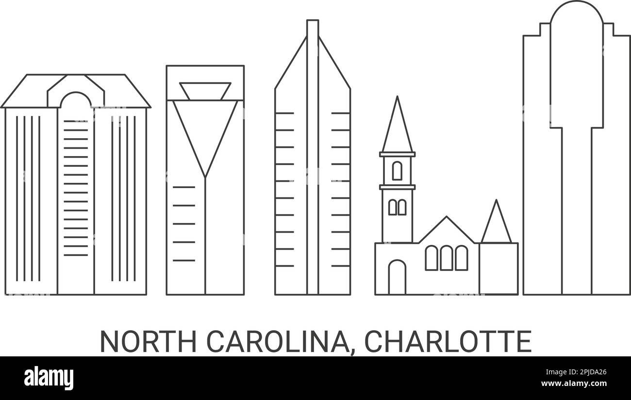 United States, North Carolina, Charlotte travel landmark vector