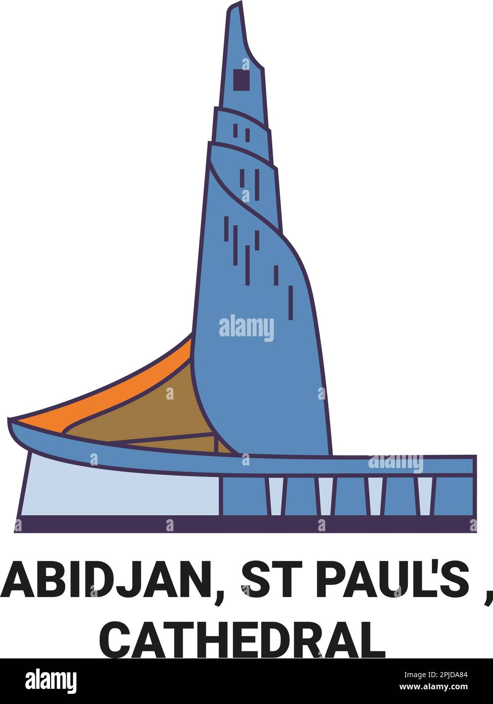 Cote D'ivoire, Abidjan, St Paul's , Cathedral travel landmark vector illustration Stock Vector