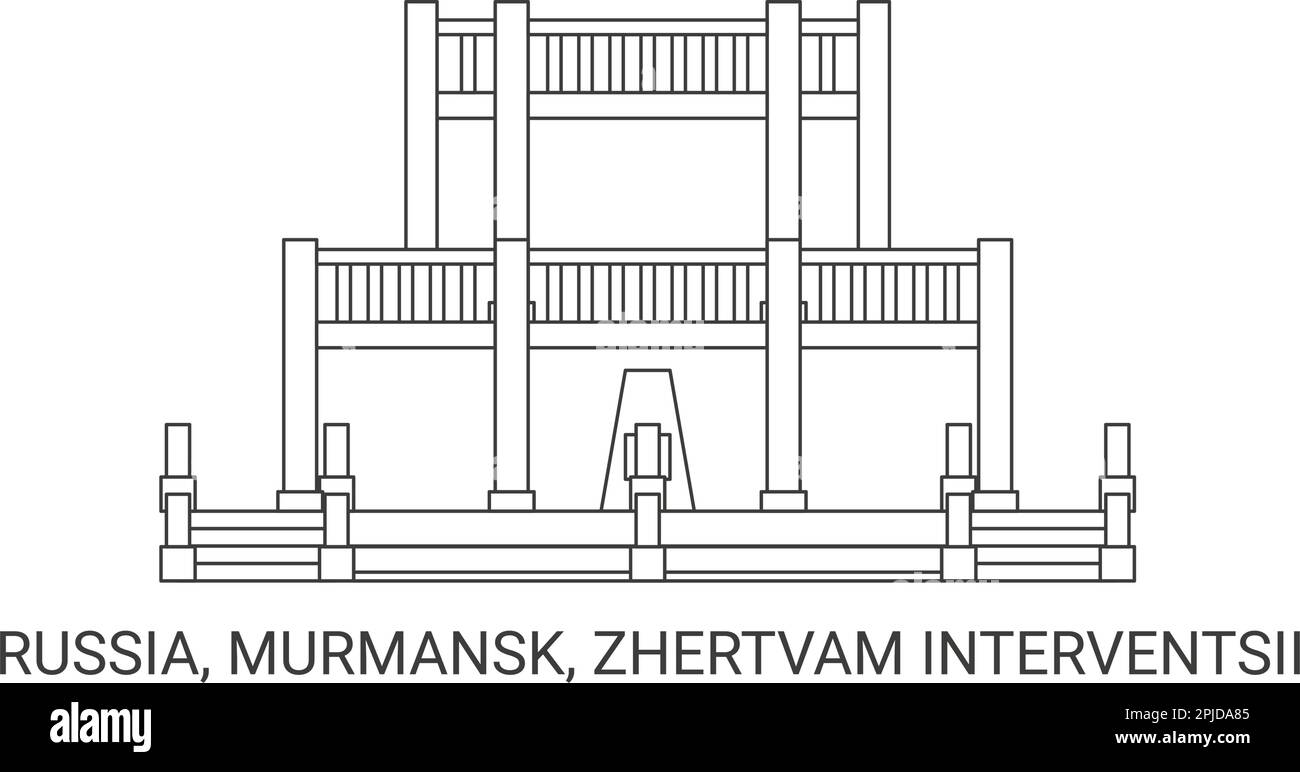 Russia, Murmansk, Zhertvam Interventsii, travel landmark vector illustration Stock Vector
