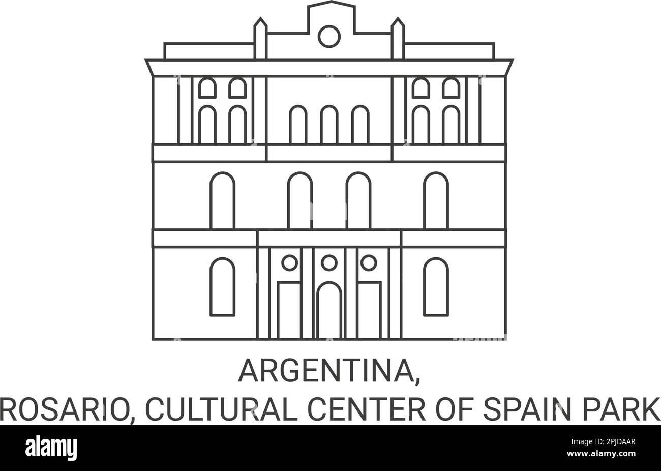 Argentina, Rosario, Cultural Center Of Spain Park travel landmark vector illustration Stock Vector