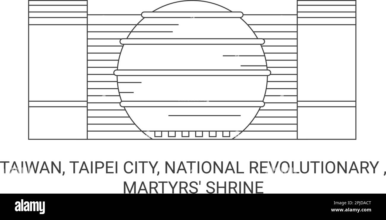 Taiwan, Taipei City, National Revolutionary , Martyrs' Shrine travel landmark vector illustration Stock Vector