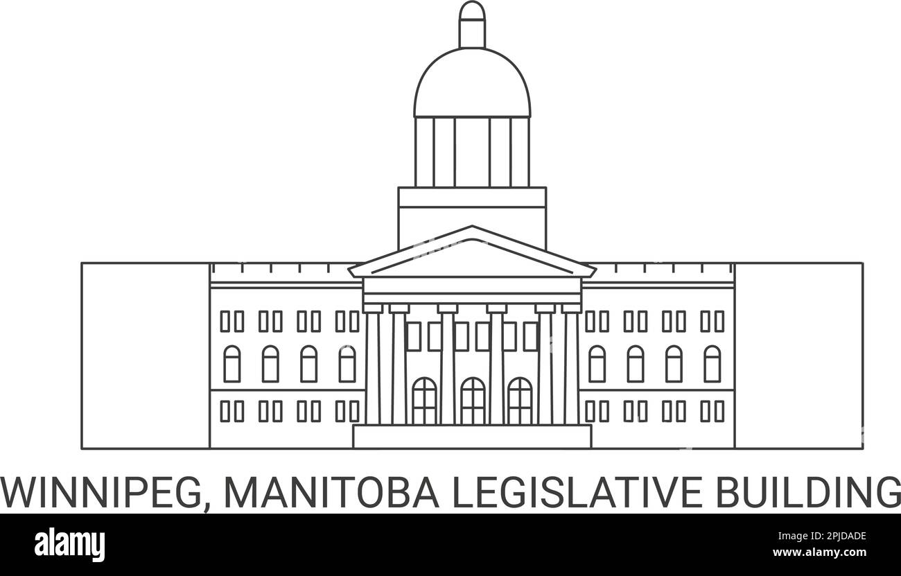 Canada, Winnipeg, Manitoba Legislative Building, travel landmark vector illustration Stock Vector