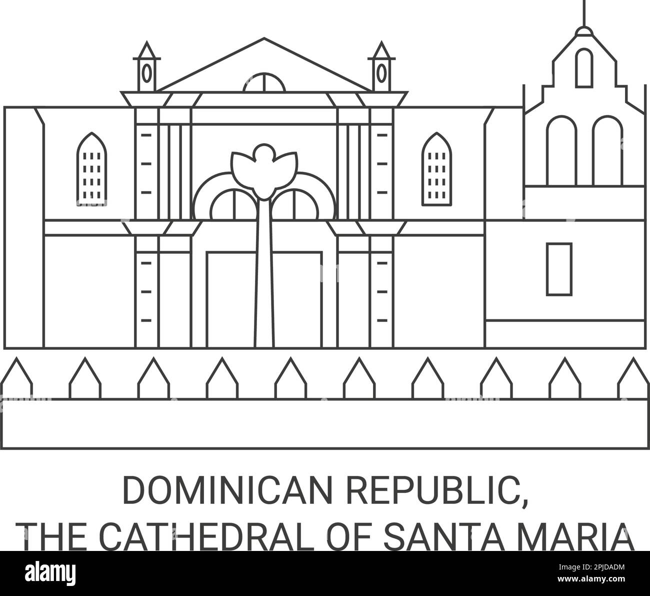 Dominican Republic, The Cathedral Of Santa Maria travel landmark vector