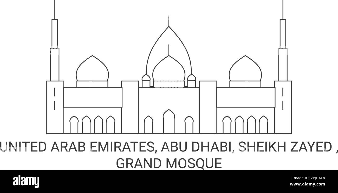 United Arab Emirates, Abu Dhabi, Sheikh Zayed , Grand Mosque travel landmark vector illustration