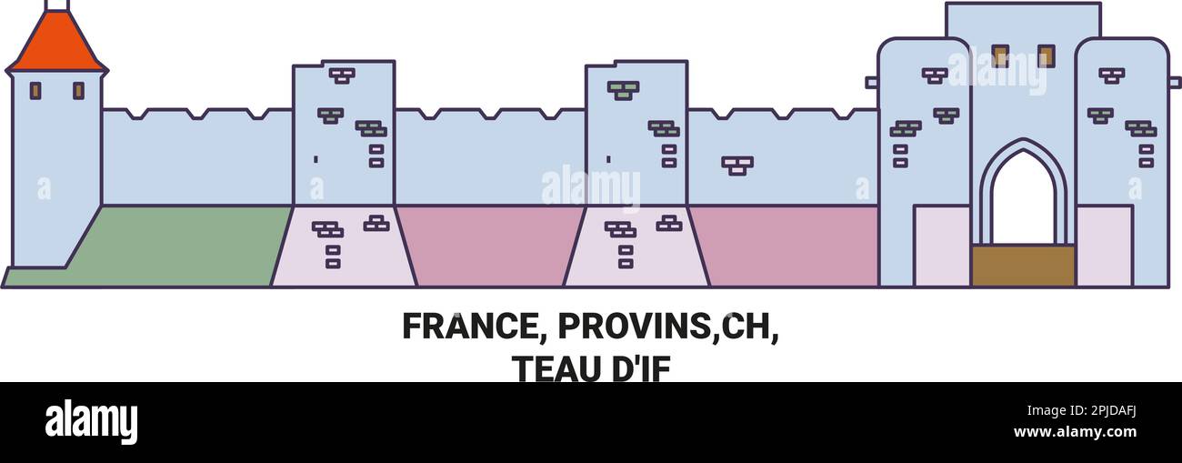 France, Provins,Ch, Teau D'if travel landmark vector illustration Stock Vector