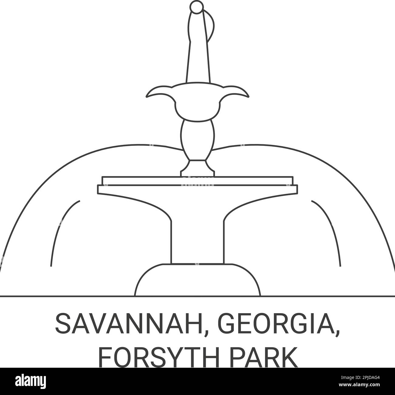 United States, Savannah, Forsyth Park travel landmark vector