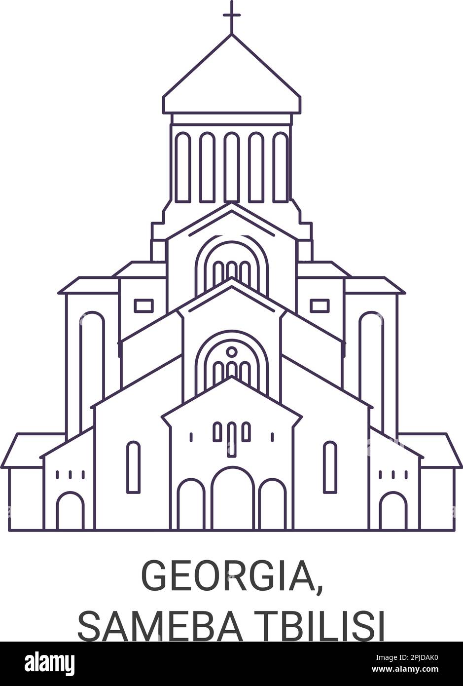 Georgia, Sameba Tbilisi travel landmark vector illustration Stock Vector