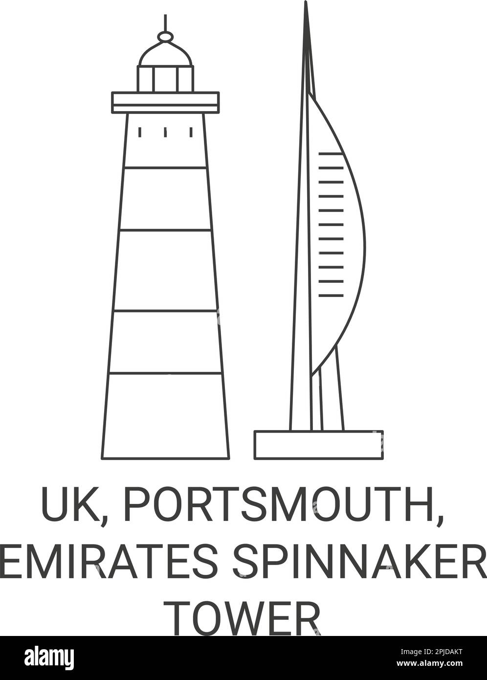 England, Portsmouth, Emirates Spinnaker Tower travel landmark vector illustration Stock Vector