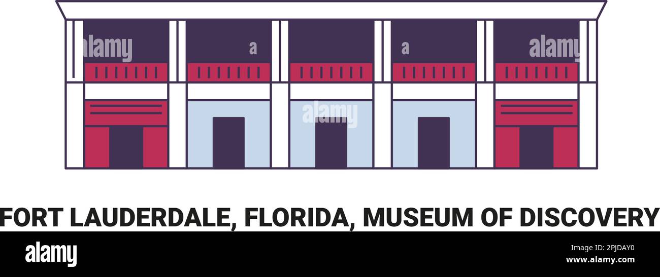 United States, Fort Lauderdale, Florida, Museum Of Discovery, travel landmark vector illustration Stock Vector