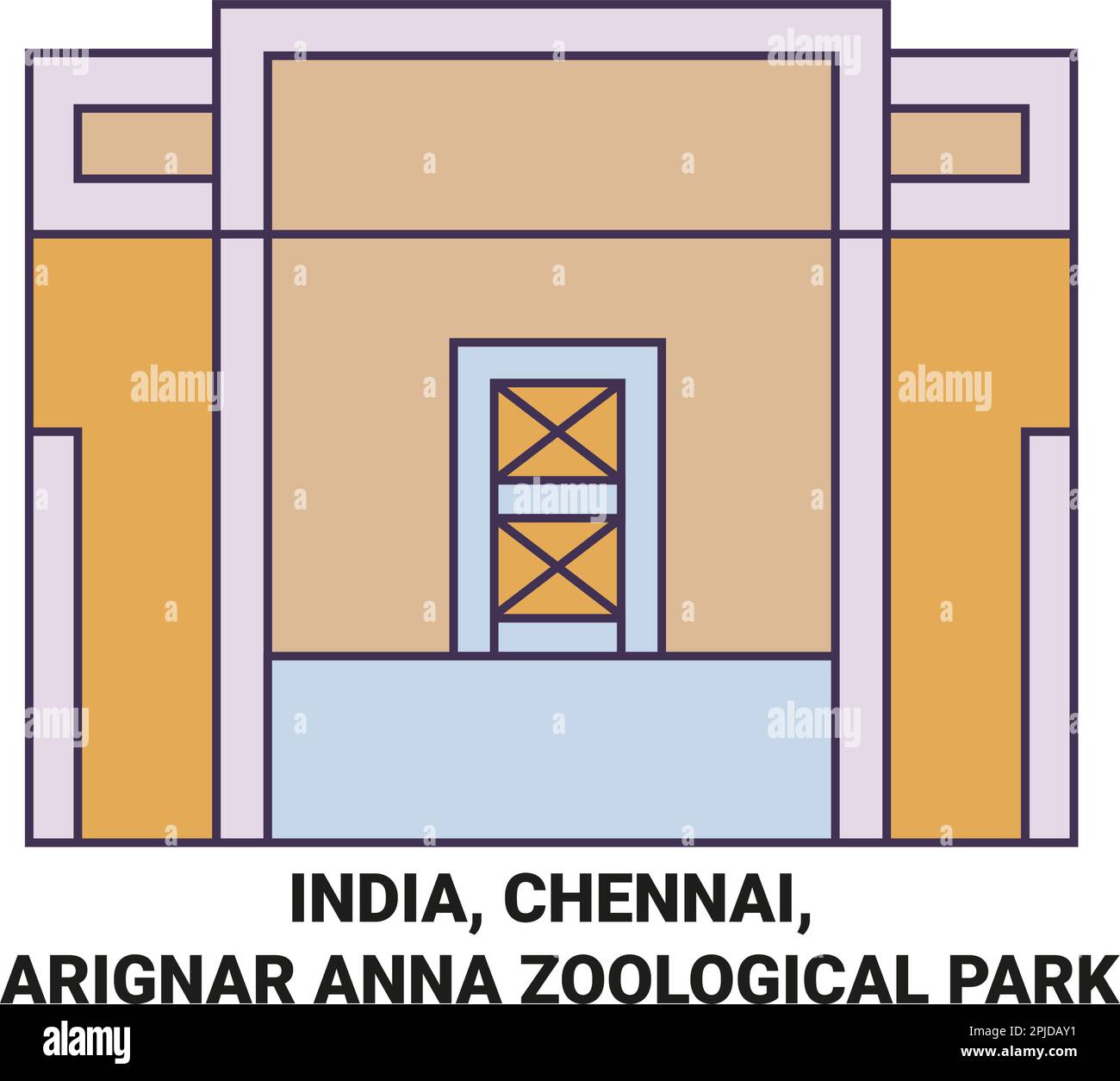 India, Chennai, Arignar Anna Zoological Park travel landmark vector illustration Stock Vector