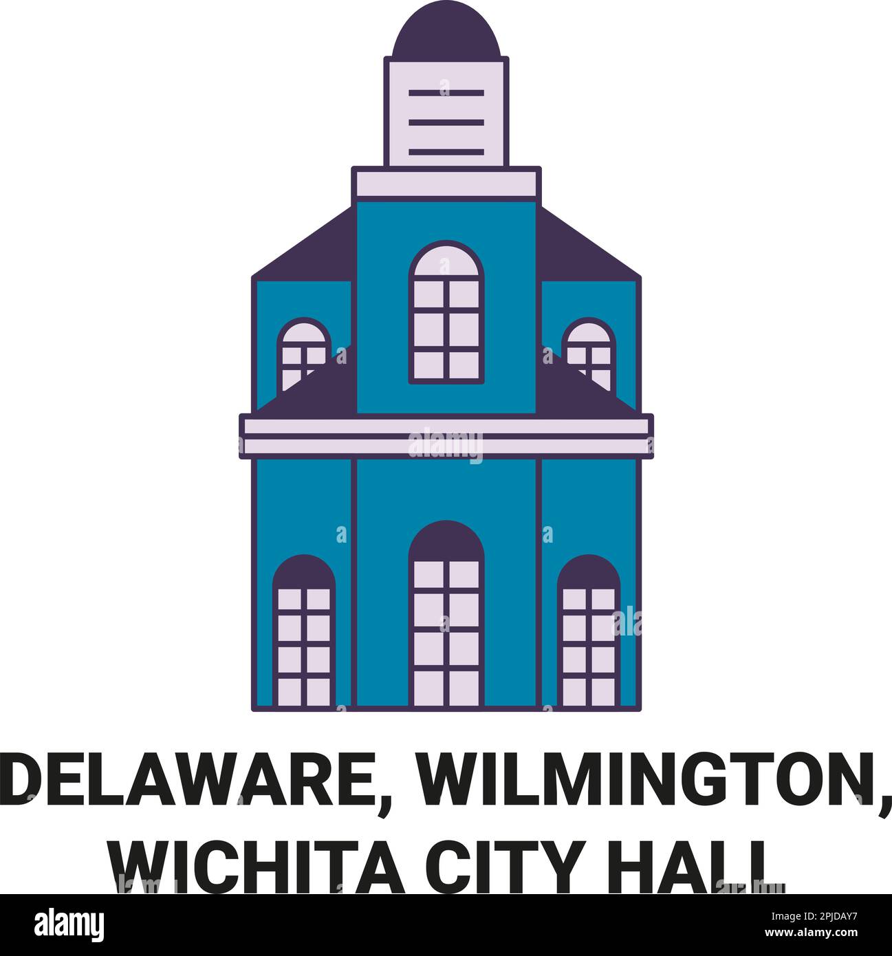 United States, Delaware, Wilmington, Wichita City Hall travel landmark vector illustration Stock Vector