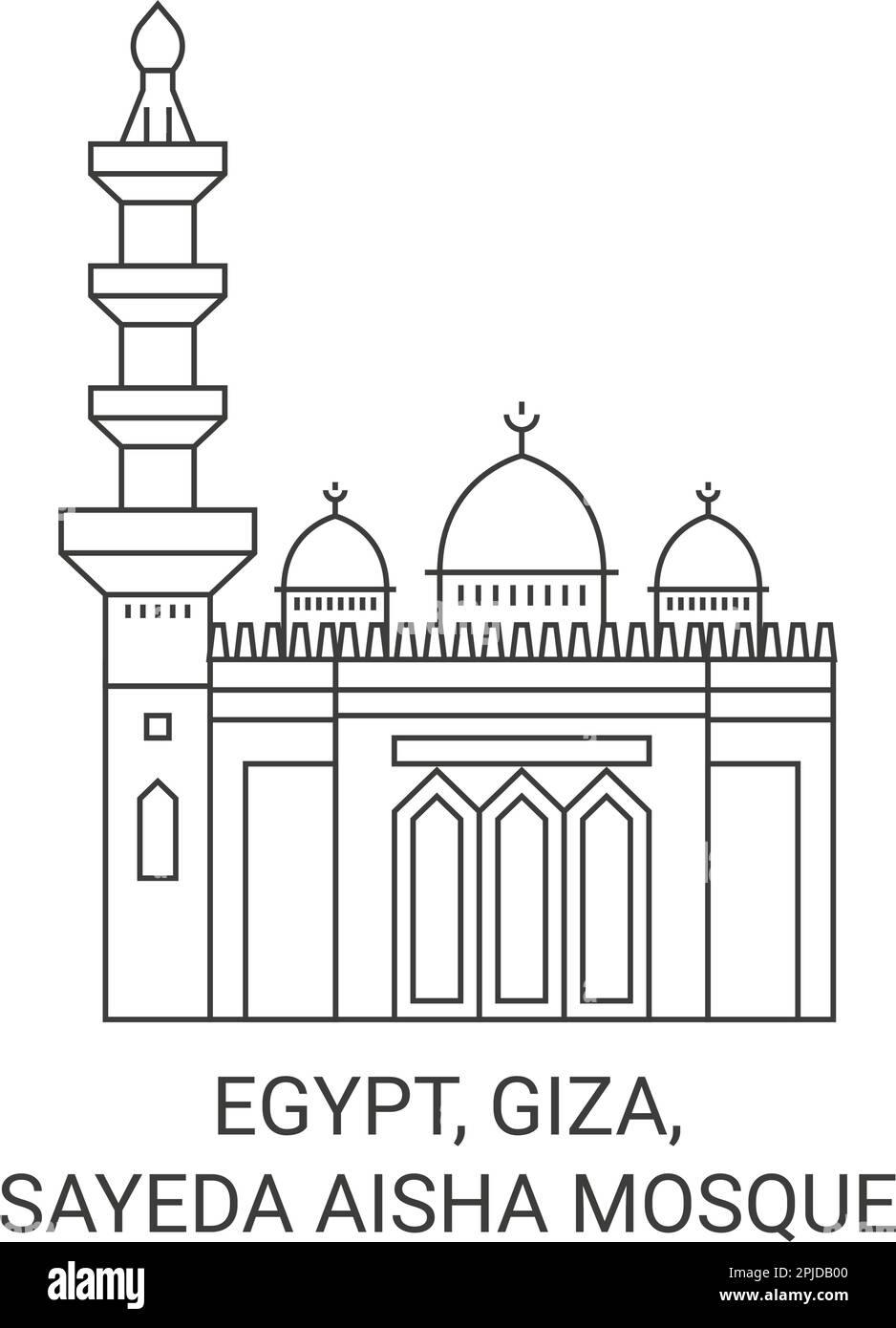Egypt, Giza, Sayeda Aisha Mosque travel landmark vector illustration ...